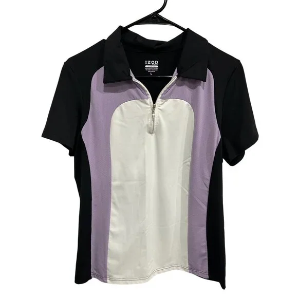 Izod Tops Izod Coolfx Golf Polo Shirt Contrast Purple White